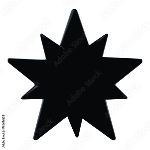 Black star with eight points on a white background.