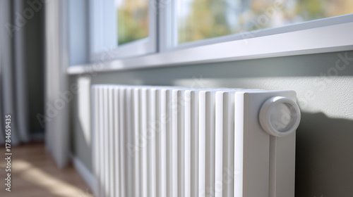 Wallpaper Mural Close-up of a white radiator next to a window, providing warmth to the room Torontodigital.ca