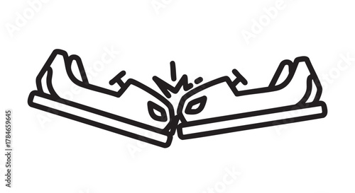 Bumper car impact outline icon vector
