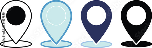 Location pin icon vector set map pointer symbol gps navigation sign eps silhouette