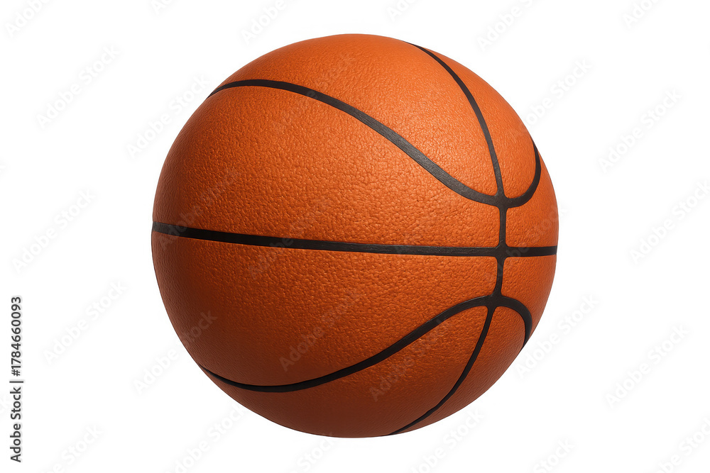 Fototapeta premium Basketball ball isolated on transparent background, symbolizing competitive sports, youth activities, and active recreation