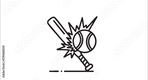 6. bat ball impact contact point outline icon vector
