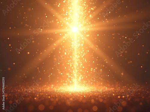 Golden light particles and rays bokeh