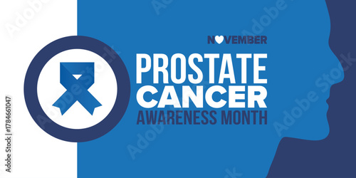 Prostate Cancer Awareness Month in September. Movember in November. Men's Health. Medical health care and awareness design. oster, card, banner and background. Vector illustration
