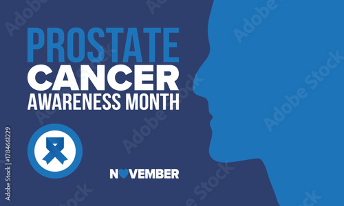 Prostate Cancer Awareness Month in September. Movember in November. Men's Health. Medical health care and awareness design. oster, card, banner and background. Vector illustration