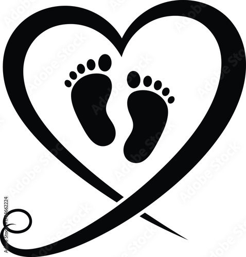 Baby feet heart vector graphic newborn love symbol design illustration eps silhouette