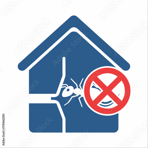 Ant infestation warning sign inside a house symbol.