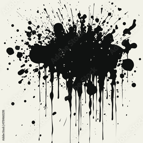 AI Image A bold black ink splatter against a light backdrop evokes abstract expressionism with