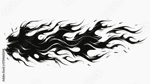 AI Image of an inky cascade abstract illustration with dynamic monochromatic flow and swirling