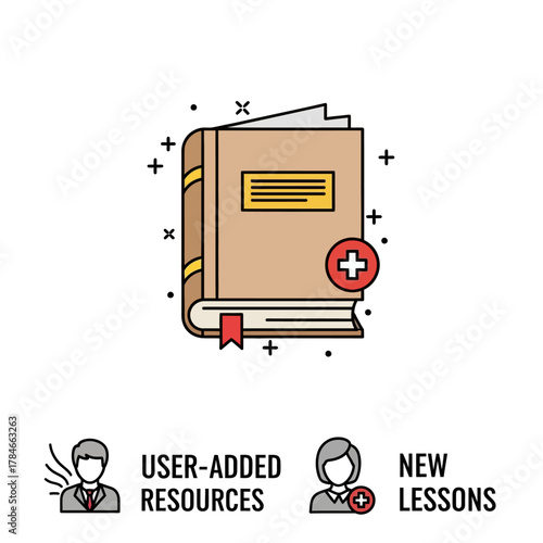 Book icon with plus symbol for adding new lessons.