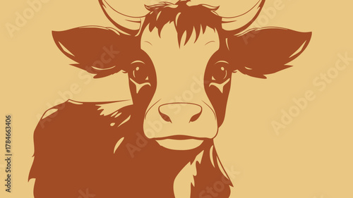 AI Image A stylized portrait of a brown and tan cow with a gentle expression and smooth outlines