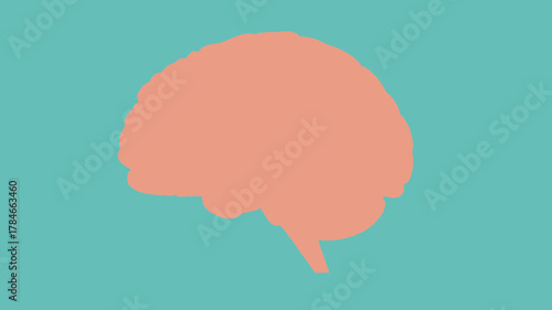 AI Image An abstract salmon colored human brain silhouette on a turquoise background promoting