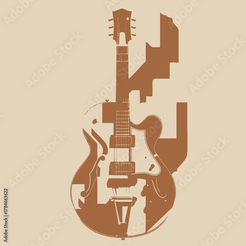 AI Image Evokes Harmony Abstract Guitar Composition in Earthy Tones Musical Ambience Visualization