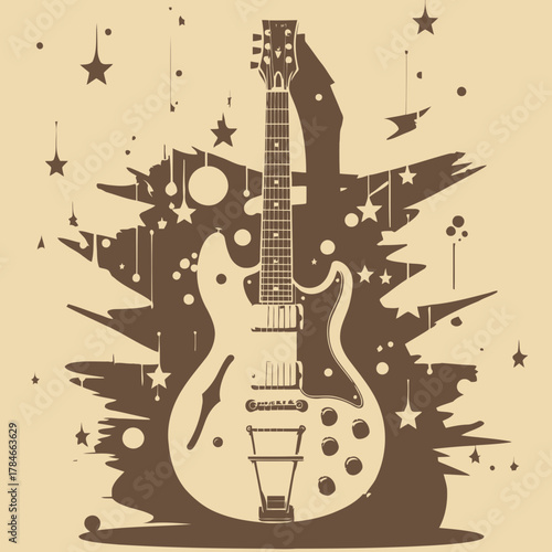 AI Image A Guitar Serenade Under a Starlit Sky Harmonious Blend of Music and Festive Season