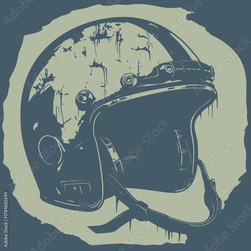 AI Image helmet protection, vintage design evokes speed, adventure and retro motorsport culture,