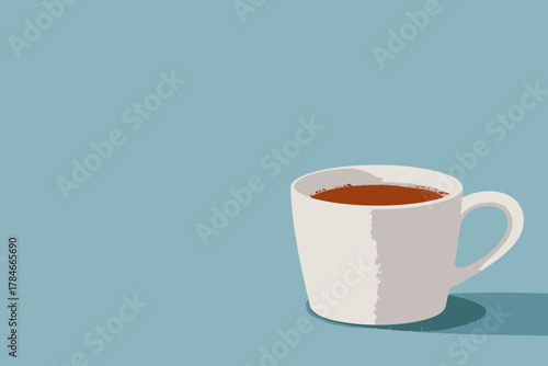 AI Image A simple minimalist illustration of a cup of coffee on a solid colored background