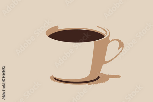 AI Image Coffee cup stylized minimalist design in warm brown tones evoking a sense of comfort