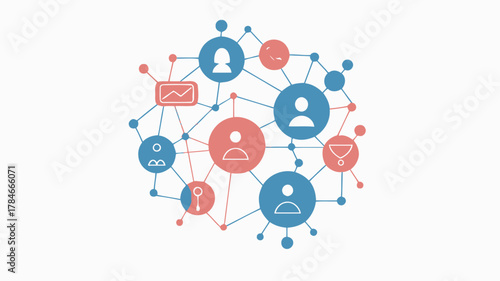 AI Image Representing Interconnected Network of People and Data Nodes for Collaboration