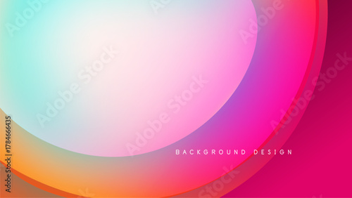 Abstract colorful background. Smooth gradients blend pink, orange, turquoise hues over black space. Modern design element.
