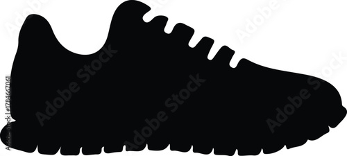 Black silhouette of a classic running shoe sneaker