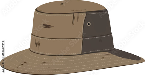 Weathered Wide-Brimmed Fishermans Hat