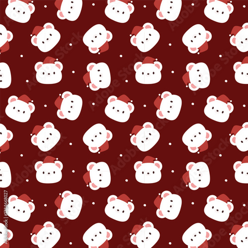 Polar bear pattern background vector design. Polar bear in Christmas day. 