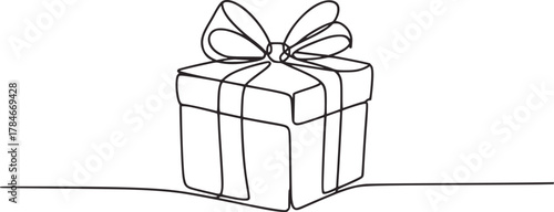 Minimalist gift box with ribbon present celebration