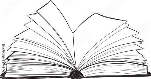 Open book sketch pages white