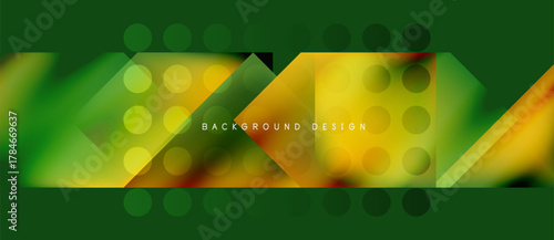 Abstract geometric design. Vibrant green, yellow hues create dynamic composition. Modern background suitable for various projects.