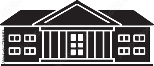 Black Silhouette of a Grand Building with Columns architecture