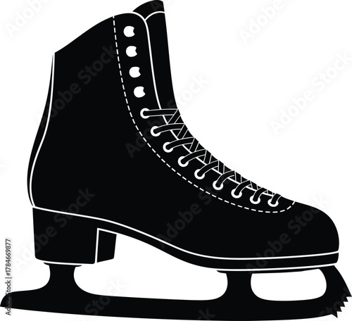 Find black figure ice skate vector illustration for winter sports fun eps silhouette