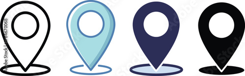 Location pin icon vector illustration set for map navigation element eps silhouette