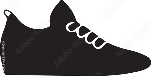 Black silhouette of a modern athletic shoe sneaker