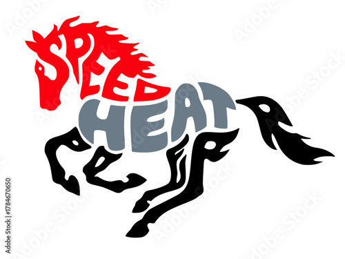 Running Fire Horse Typography Logo