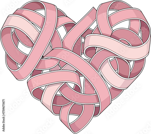 Heart of Pink Ribbons A Symbol of Hope and Awareness for Breast Cancer Support