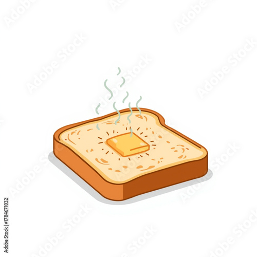 Hot Buttered Toast Vector Illustration with Steam