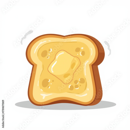 Cute Toast with Melting Butter Vector Illustration