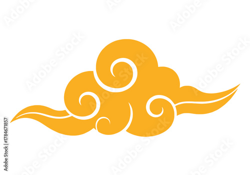 Elegant Traditional East Asian Golden Cloud Motif - Chinese Japanese Vector Icon
