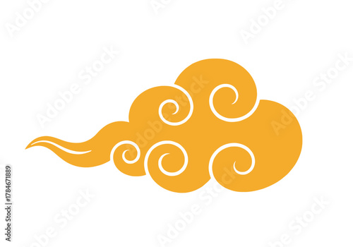 Elegant Traditional East Asian Golden Cloud Motif - Chinese Japanese Vector Icon