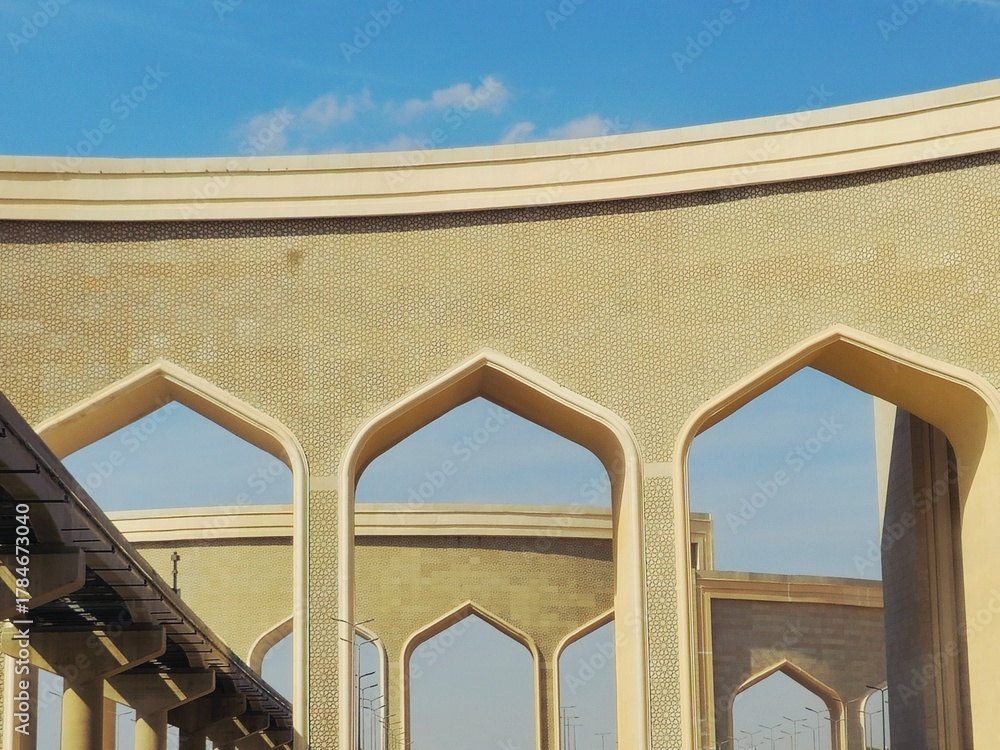 Obraz premium The gates of The New Administrative Capital, a large-scale urban development project in Egypt, intended to serve as the country's new capital city, a smart city