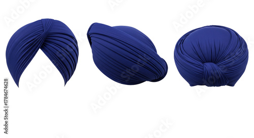 Blue sikh turban a traditional indian headwear in multiple views for cultural fashion