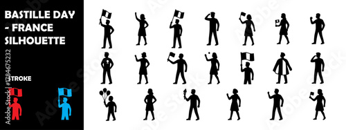 Bastille Day France Silhouette Vector Set – Fireworks, Celebration, and French Independence Icons