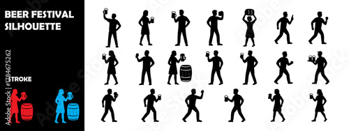 Beer Festival Silhouette Vector Set – Drinking, Celebration, and Brewery Event Icons