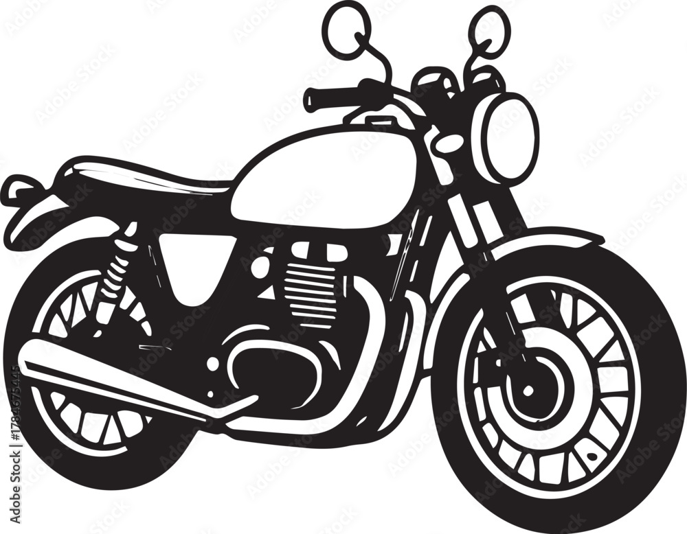 Fototapeta premium Classic Motorcycle Silhouette: A sleek, classic motorcycle silhouette, showcasing its elegant design and powerful form, ready for the open road.