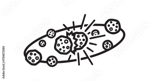 22. asteroid belt collisions outline icon vector
