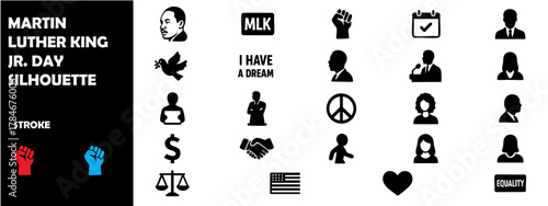 Martin Luther King Jr. Day Silhouette Vector Set – Equality, Peace, and Civil Rights Celebration
