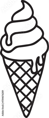 Ice Cream Delight: A simple line art illustration of a delicious ice cream cone.