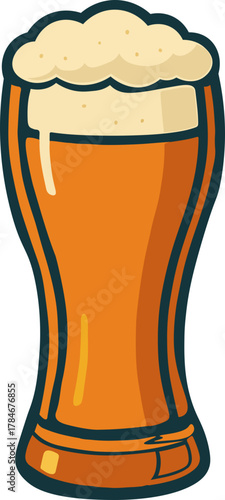 Refreshing Glass of Beer with Frothy Head A Classic Beverage Illustration