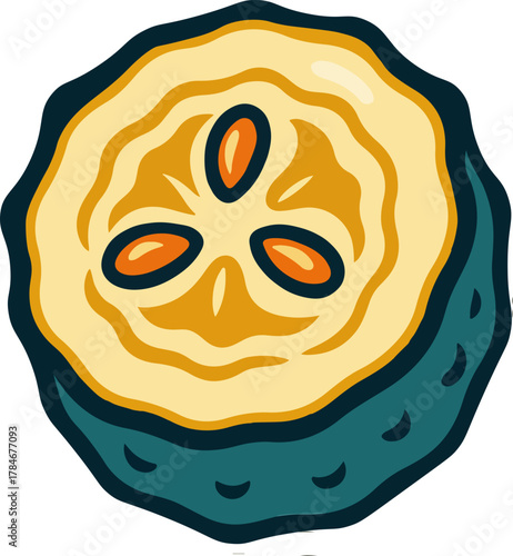 Slice of Balsam Apple Colorful Vector Illustration