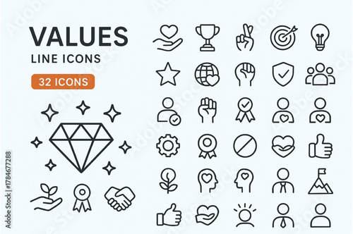 Human Values and Motivation Line Icons – Minimalist Vector Design